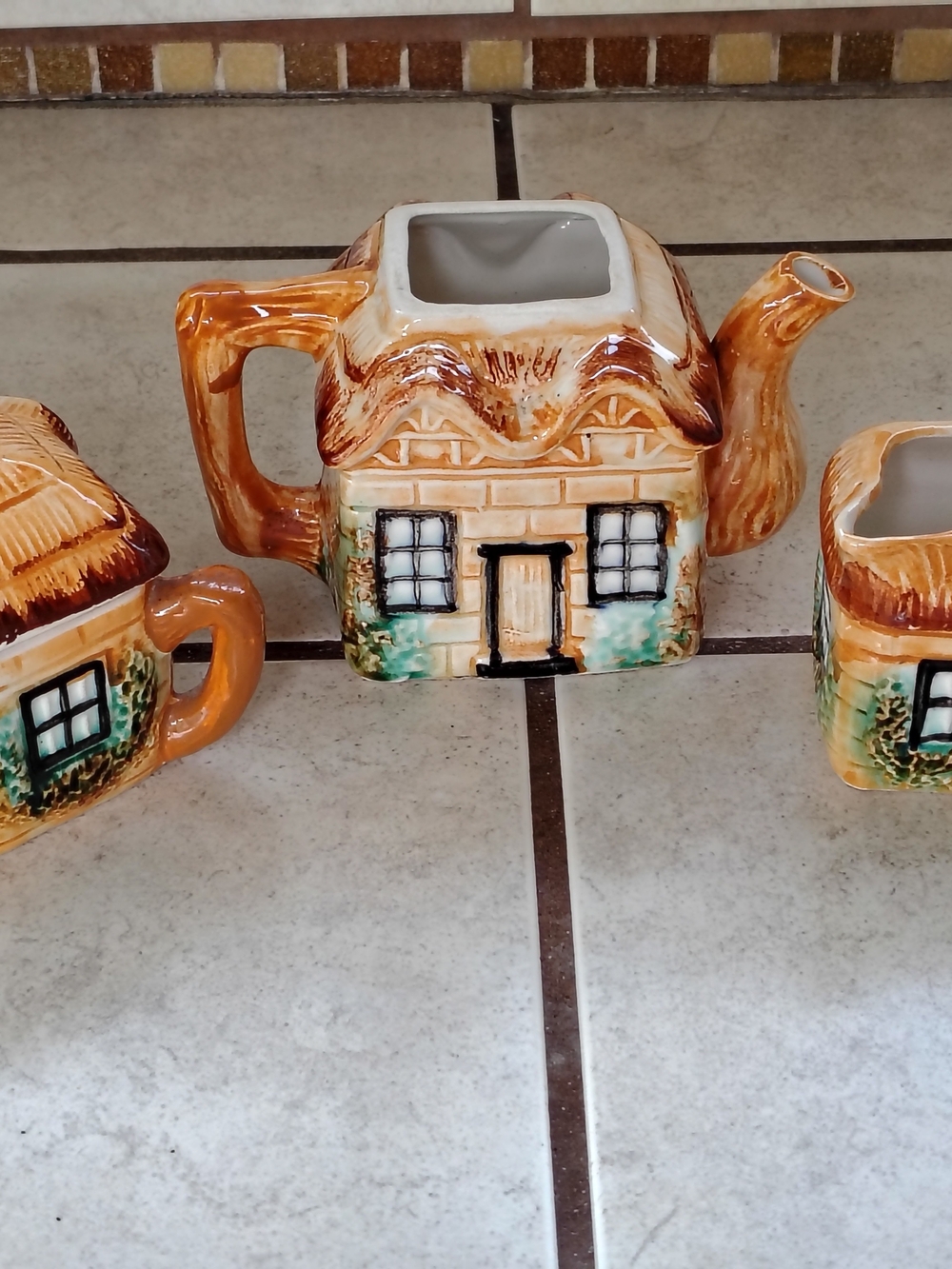 Vintage Ceramic Cottage Ware 3-Piece Tea Set